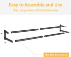 Double Towel Bar, 24Inch Towel Rack for Bathroom Wall Mounted, Stainless Steel Double Bath Towel Bar, Wall Towel Holder for Bathroom, Double Towel Rod Towel Hanger for Wall (Black)