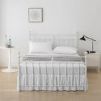 Bed Skirt Full Size，Ruffled White Bed Skirt with Split Corners，Full Bed Skirt 16 Inch Drop, Boho Tufted Shabby Chic Full Size Bed Skirt, Bed Skirt Full Size