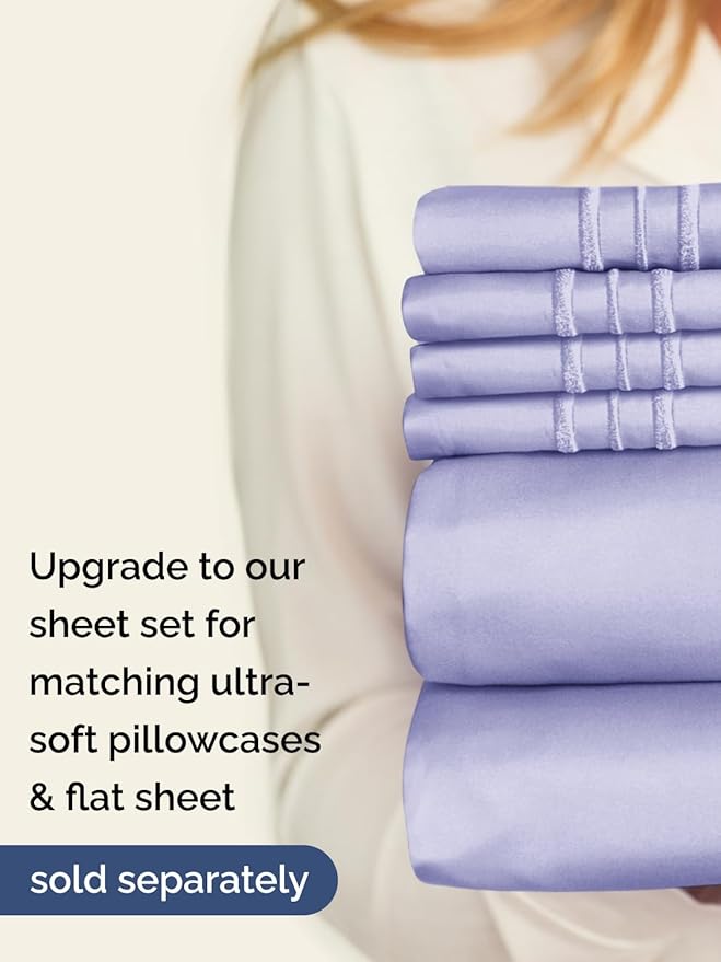 Extra Deep Cal King Fitted Sheet - Hotel Luxury Single Fitted Sheet Only - Easily Fits 18 inch to 24 inch Mattress - Ultra Soft, Wrinkle Free with Extra Deep Pockets - Breathable & Comfy - Lavender
