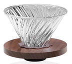 COFISUKI Upgrade Glass Coffee Dripper/Filter - Glass Pour Over Coffee Cone with Walnut Stand with Holder, Drip Coffee Maker Funnel Accessories for Home or Office, 1-5 Cups
