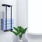 Bathroom Towel Storage Rack,30 Inch Towel Racks for Bathroom Wall Mounted with Shelf Can Holds 8 Large Towels, Metal Wall Towel Rack for Rolled Towels,Folded Towels (Black)