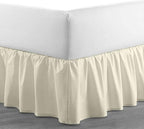 SlumberWell Full Bed Skirt with Split Corners, Soft Microfiber, 22 Inch Drop, Ivory Solid, Elegant Ruffled Design