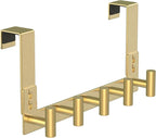 PMMASTO Over The Door Hooks, Fits 1-3/4" Thick Door No Drill Hooks for Closet Bathroom Bedroom Organization, Hanger for Coat Towel Robe (Gold, 5 T-Hooks)