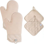 Extra Long Silicone Oven Mitts and Pot Holders Sets | Heat Resistant 500°F BPA-Free Food Grade Silicone Hot Pads & Kitchen Mittens | 4-Piece Set of Oven Gloves & Potholders for Kitchens.