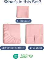 Extra Deep Pocket Twin Sheets - 3 Piece Breathable & Cooling Bed Sheets - Hotel Luxury Bed Sheet Set - Soft, Wrinkle Free & Comfy - Easily Fits Extra Deep Mattresses - Deep Pocket Baby Pink Sheets Set