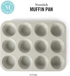 Martha Stewart Gallen 12 Cup Nonstick Carbon Steel Muffin and Cupcake Pan – Cool Grey, Durable Bakeware for Even Baking and Easy Release