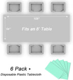 QIKSION Fresh Mint Plastic Table Cloth Disposable 6 Pack, 54 x 108 Inch Tablecloths for Party, Birthday, Rectangle Table Cover