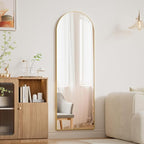 BEAUTYPEAK 14" x 48" Adjustable Height Over The Door Mirror, Arch Full Length Hanging Door Mirror with Shatterproof Tempered Glass Aluminum Alloy Frame for Bedroom, Living Room, Bathroom, Dorm, Gold