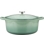 EDGING CASTING Enameled Cast Iron Dutch Oven Pot With Lid, 5.5 Quart, for Bread Baking, Cooking, Sage Green