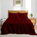 Queen Sheet Set - Luxury 338 Thread Count Sateen, 100% Egyptian Cotton Deep Pocket Queen Sheets with All Around Elastic for a, Hotel Quality Bedding Set (Burgundy Solid)