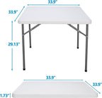 SUPER DEAL 33 Inch Folding Card Table, Indoor Outdoor Portable Plastic Kitchen or Camping Picnic Party Wedding Event Table, White