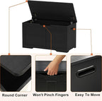 Timberer 31.5" Storage Chest, Wooden Storage Bench, Lift Top Toy Chest with 2 Safety Hinges, Large Toy Box, Entryway Shoes Bench for Living Room, Bedroom, Black