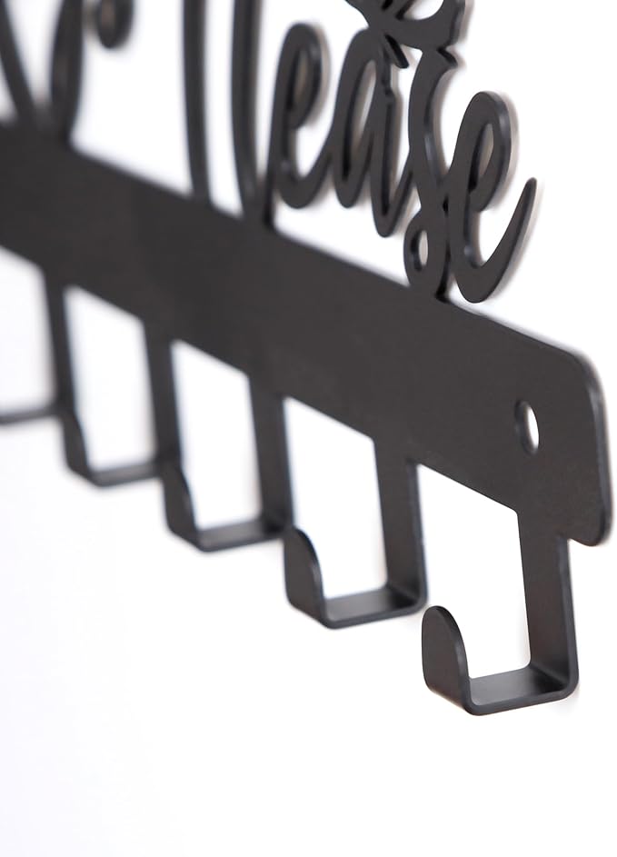 Deveosa Key Hooks Holder for Wall Decorative - Small Blakc Cute Front Door Car Garage Keyholder Entryway Sign House Hanging Key Chain Ring Hangers Stand for Wall Mount Racks