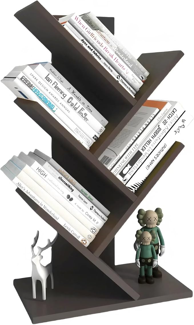 Godferyxin Book Tree Bookshelf, 5-Tier Wood Bookshelf Tree Bookcase