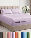 Extra Deep Pocket Queen Sheet Set - 4 Piece Breathable & Cooling Bed Sheets - Hotel Luxury Sheet Set - Ultra Soft, Wrinkle Free & Comfy - Fits Extra Deep Mattresses - Deep Pocket Light Lavender Sheets