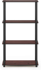 Furinno Turn-N-Tube 4-Tier Multipurpose Shelf Display Rack, Round Tubes, Dark Cherry/Black