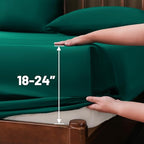 Extra Deep Pocket King Sheets 18-24 Inch 1000 Thread Count 100% Egyptian Cotton Sateen Weave Soft Breathable 4 Pieces（King，Dark Green）