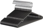 Metal Hangers Non-Slip Suit Coat Hangers Chrome and Black Friction, Metal Clothes Hanger with Rubber Coating, 16 Inches Wide, Set of 20 (Black)