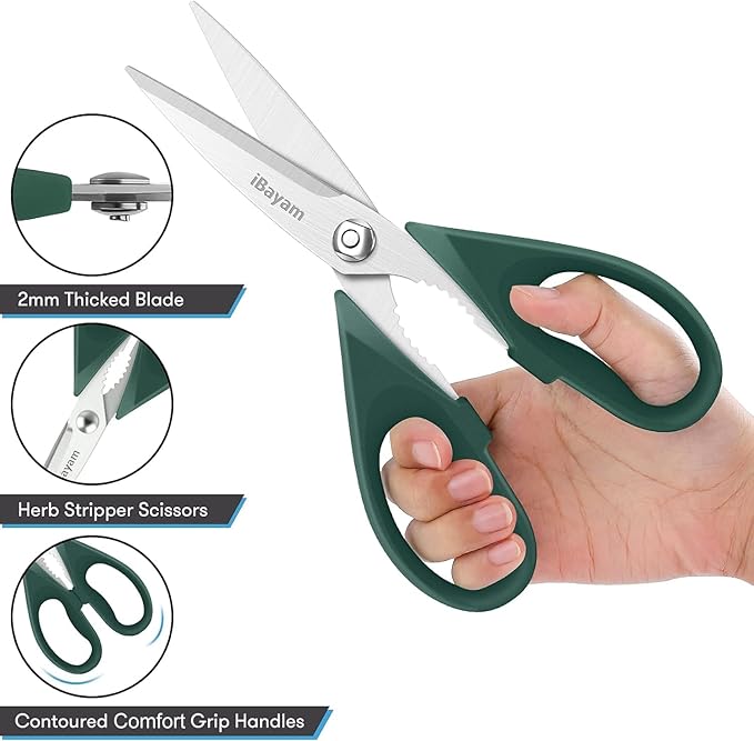 Gifts for Dad from Daughter Son, BEST DAD Tool Shears, iBayam Kitchen Scissors All Purpose Heavy Duty Meat Scissors Poultry Shears, Dishwasher Safe Stainless Steel Utility Scissor