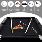 7 Foot Pool Table for Family, Foldable No Assembly Pool Table with Balls, Cues, Chalk, Rack & Brush, Portable Billiards Game Table for Apartment, Basement, Office & Game Room