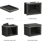 Homsorout Cube Storage Bins with Lids, Clear Window Storage Baskets for Organizing, Fabric Organizer Bins with Handle, Cloth Storage Bins for Shelves, Closet, Clothes, Towels, 4 Packs, Black