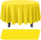 Ragnhild 16 Pack Yellow Plastic Round Tablecloth, 84 Inch, Waterproof & Stain Resistant, Perfect for Birthday Parties, Graduations, Weddings, Everyday Use