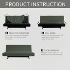 Easy-Going Stretch Futon Slipcover Armless Futon Bed Cover Furniture Protector Without Armrests with Elastic Bottom for Kids, Soft Jacquard Fabric Small Checks (Medium, Olive Green)