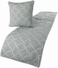 The HomeCentric King Queen Twin Grey Blue Bed Runner with Decorative Throw Pillow Cover, CA King Size 86"x18" Bed Runner with Pillow Cover, Linen Quilted Embroidery, Modern Contemporary - Atmosphere