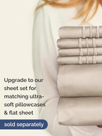 Extra Deep Cal King Fitted Sheet - Hotel Luxury Single Fitted Sheet Only - Easily Fits 18 inch to 24 inch Mattress - Ultra Soft, Wrinkle & Fade Free w/Extra Deep Pockets - Breathable & Comfy - Wheat