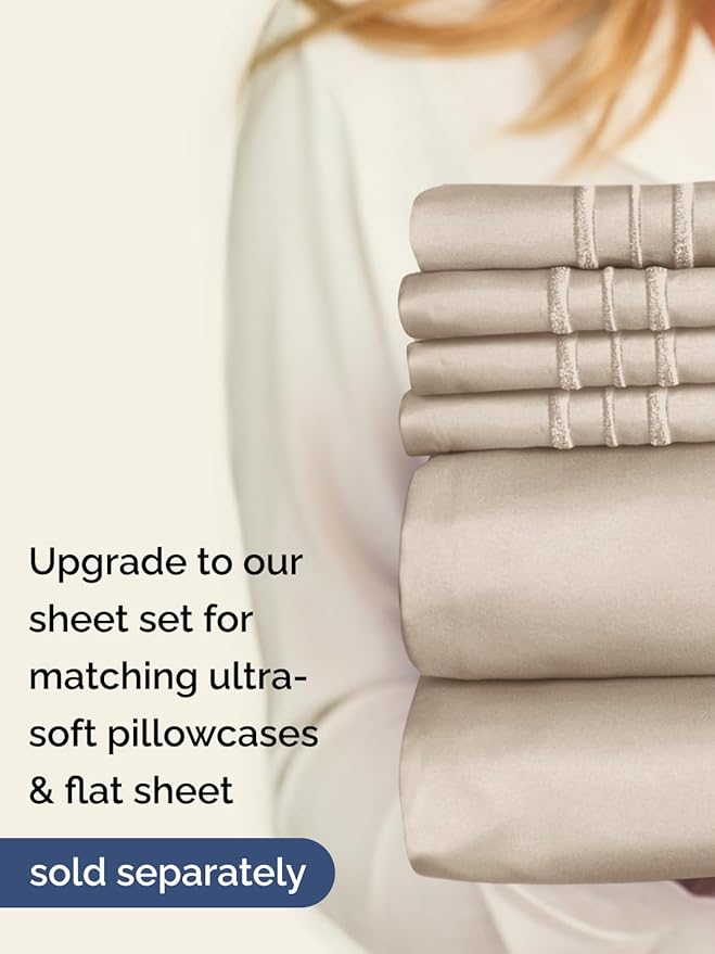 Extra Deep Cal King Fitted Sheet - Hotel Luxury Single Fitted Sheet Only - Easily Fits 18 inch to 24 inch Mattress - Ultra Soft, Wrinkle & Fade Free w/Extra Deep Pockets - Breathable & Comfy - Wheat