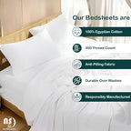 NON Sticky cotton Queen Size Sleeper Sofa Sheets, 4 Piece Egyptian Cotton Bed Sheet Set for Sofa Bed, 10" Deep Pocket for Pull Out Couch Mattress, 60" x 75", White Solid, Soft & Breathable