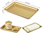 Vintage Farmhouse Decor Metal Vanity Tray(2 Pack),Countertop Guest Hand Towel Storage Organizer Tray Dispenser, Sturdy Holder for Perfume,Cosmetics, Jewelry, Makeup Bathroom Organizer（Gold）