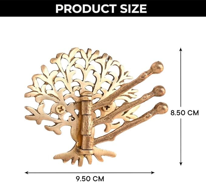 Indian Shelf 33Lb. Brass Tree Swivel Tri Arm Hook Foldable Decorative Wall Hooks 3 Prong Wall Hooks Vintage Towel Hooks Gold Coat Hooks Robe Hook Folding Coat Hooks Hangers