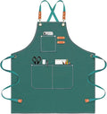 OUNLEN Chef Apron for Men Women Canvas Aprons with 3 Pockets Cross Back Resistant Work Apron for Cooking