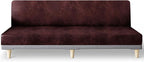 molasofa Leather Like Stretch Futon Slipcover Armless Futon Bed Sofa Cover Furniture Protector with Elastic Bottom, Soft and Washable Futon Cover for Sofa Bed Stay in Place（X Larger，Red）