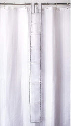 Skywin 7 Pockets Hanging Shower Curtain Liner Caddy 60 x 6 Inches - 100% Polyester Mesh Shower Caddy Hanging - Shower Organizer for Shower Rod or Door - Quick Dry Fabric with Adjustable Velcro Strap