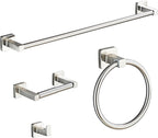 Brushed Nickel Bathroom Hardware Set 4 Pieces,Bathroom Accessories Set Stainless Steel Wall Mounted, Hand Towel Bar, Towel Ring, Robe Towel Hooks,Toilet Paper Holder,Towel Bar Set, 23.6 Inch