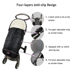 German Designed Universal Stroller Footmuff, 5 Way Zippers Style for Baby Easy in & Out of Water Repellent Winter Stroller Bunting Bag, Height/Temperature Adjustable Anti-Kick Stroller Sleeping Bag
