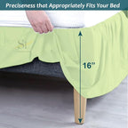 Shreem Linen Ruffled Bed Skirt with Split Corners, Gathered Style, 100% Microfiber, 16-Inch Drop, Dust Ruffle Bedskirt with Platform, Twin, Sage