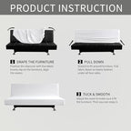 Easy-Going Stretch Futon Slipcover Armless Futon Bed Cover Furniture Protector Without Armrests with Elastic Bottom for Kids, Soft Jacquard Fabric Small Checks (Medium, Snow White)