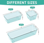 WOWBOX 6 Pack Clear Drawer Organizer Set, Acrylic Drawer Storage Trays, Storage Bins for Makeup, Cosmetics, Jewelries, Utensils, Gadgets, Office, Sea Blue