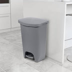 Glad Kitchen Trash Can | Large Plastic Waste Bin with Odor Protection of Lid | Hands Free with Step On Foot Pedal and Garbage Bag Rings, 13 Gallon, Grey