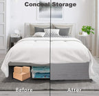 King Bed Skirt-Box Spring Cover with 14 Inch Tailored Drop,Wrinkle and Fade Resistant Hotel Wrap Around Bed Skirts，Bed Frame Cover (Horizontal Stripe Gray, King)