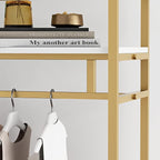 Heavy Duty Gold Clothing Rack with Shelves for Hanging Clothing, Gold Metal Freestanding Garment Rack for Retail Display (59" L)