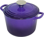 Flavehc Dutch Oven Pot with Lid 1.8 qt Cast Iron Dutch Oven for Bread Baking Purple Enameled Cast Iron Rice Pot with Handels