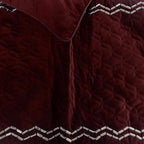 The HomeCentric King Queen Twin Deep Wine Decorative King 90"x18" Bed Runner with Pillow Cover, Quilted & Crystals Bed Scarf on Velvet Fabric - Diamond Symphony