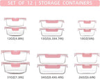 FAWLES 12 Pack Glass Storage Containers with Lids, Leak-Proof Meal Prep Containers, Dishwasher/Microwave/Oven/Freezer Safe Glass Food Storage Containers for Leftovers, to Go