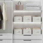 Storage Bins, 3 Pack Foldable Cloth Basket, Cube Organizer with 2 Handles, Suitable for bedrooms, living rooms, wardrobes, and workspaces, White & Ivory, 13 x 9.1 x 5.5 In, XSNY11WS-3