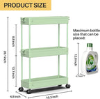 SPACEKEEPER Slim Rolling Storage Cart, 3 Tier Bathroom Organizer Utility Cart Laundry Room Organization Mobile Shelving Unit for Kitchen, Bathroom, Office, Bedroom, Narrow Places, Green