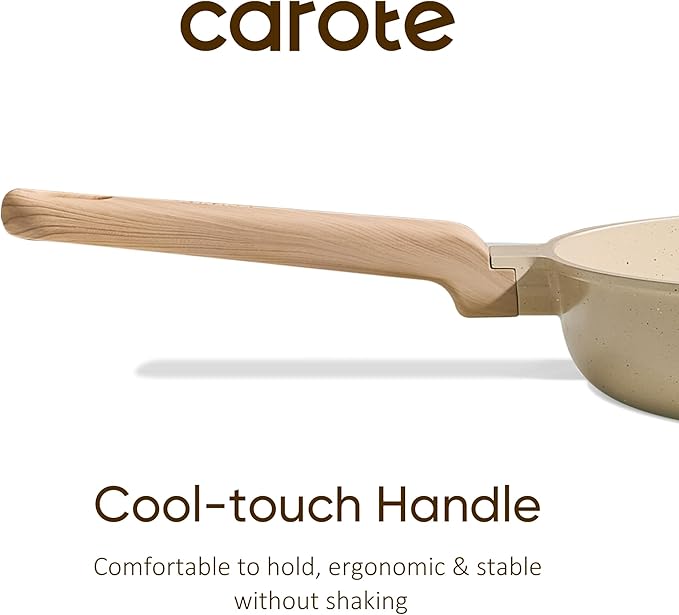 CAROTE 10" Frying Pan Set, Non-Toxic PTFE & PFOA Free Fry Pan & Omelet Pan, Compatible with Induction, Ceramic, Gas Cooktops